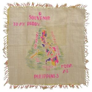 Vintage World War II 1940s Handmade Souvenir Sweetheart Tapestry Philippines